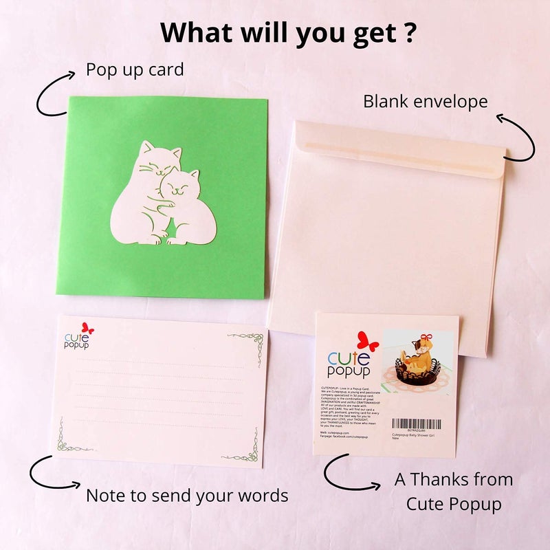 CUTE POPUP Premium Italy Paper 3D Mother Cat Pop Up Card - Handmade Mother's Day, Birthday Card for Mom Meaningful Gift for Animal Lovers, Cat Lovers (6x6 inches) - Image 5